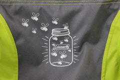 COLEMAN ™ Fyrefly Green Kids Chair, Glow in the Dark, Padded Back Rest, Foldable, Locking Frame, Insulated Arm Cooler, Mesh Drink Holder, Storage Pocket, Compact Quad Design, 600D Polyester, Carry Bag with Shoulder Strap