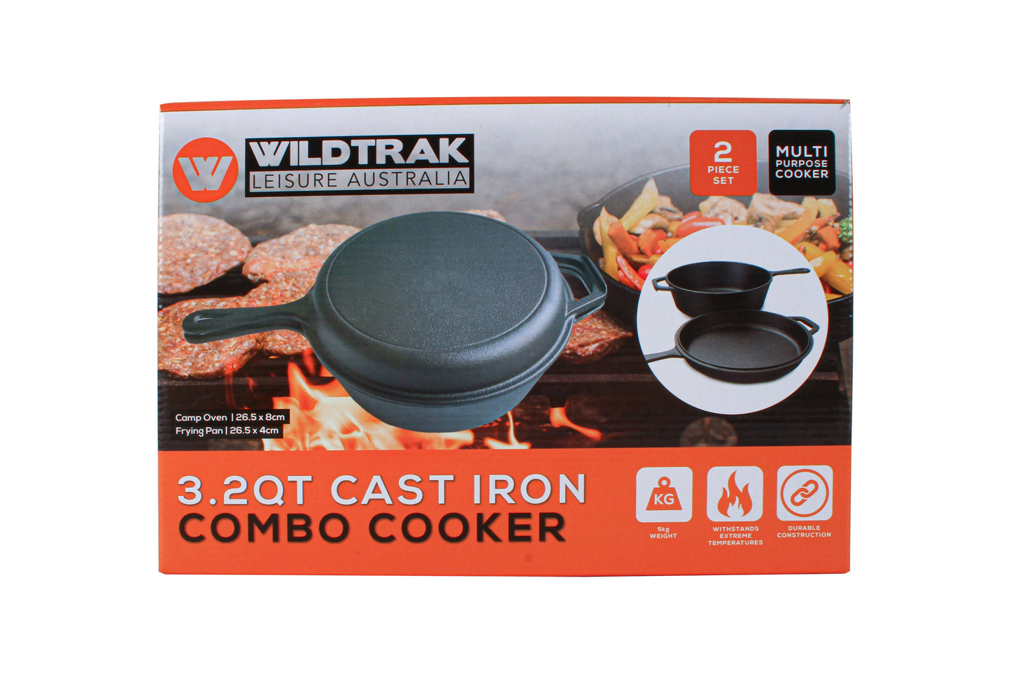 Wildtrak™ 3.2 Quart Pre-Seasoned Cast Iron 2in1 COMBO Cooker