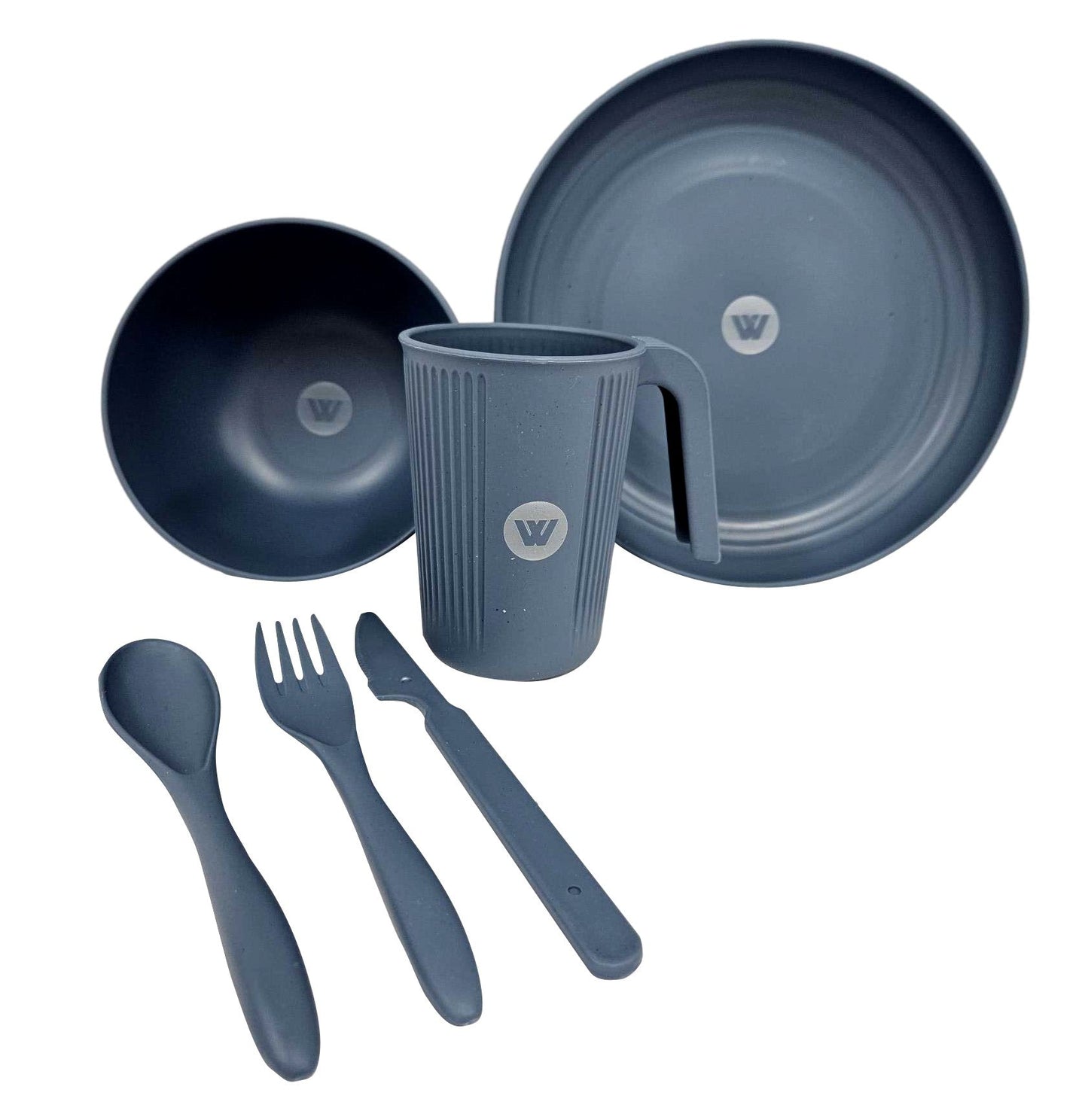 Wildtrak™ Eco Friendly Wheat Straw 6pc 1 Person Dinner Set - Beige or Blue