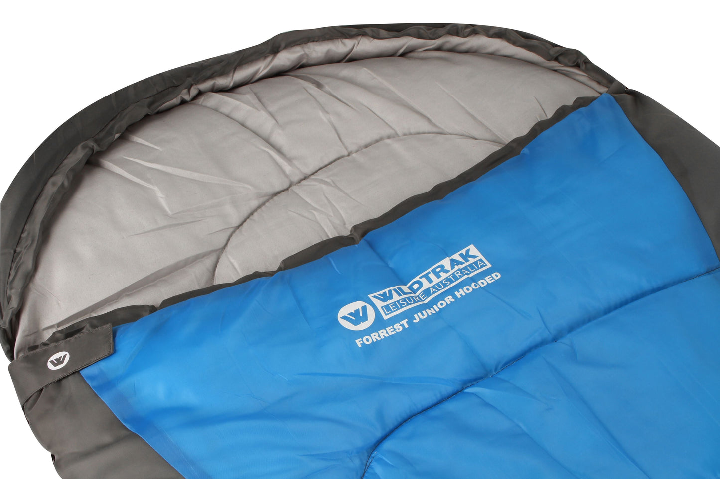Wildtrak™ Forrest KIDS Youth Hooded Sleeping Bag, 5-10°C, Breathable Lining, Ripstop Fabric, Auto Lock Zips, Sewn-in Storage Pocket, Hanging Loop, Storage Bag, 65x205cm