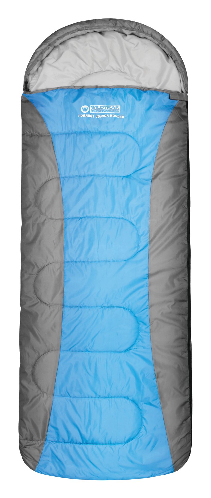 Wildtrak™ Forrest KIDS Youth Hooded Sleeping Bag, 5-10°C, Breathable Lining, Ripstop Fabric, Auto Lock Zips, Sewn-in Storage Pocket, Hanging Loop, Storage Bag, 65x205cm
