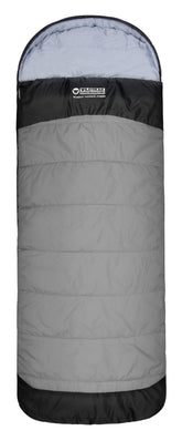 Wildtrak™ Murray Jumbo Hooded Sleeping Bag, 0-5°C, Breathable Lining, Ripstop Fabric, Auto Lock Zips, Sewn-in Storage Pocket, Hanging Loop, Storage Bag, 90x240cm