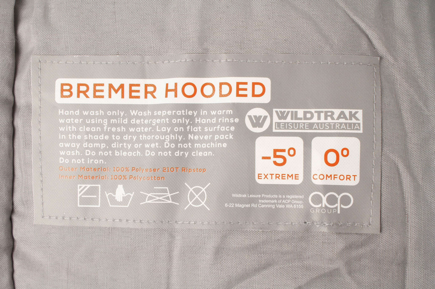Wildtrak™ Bremer KIDS Youth Hooded Sleeping Bag, 0-5°C, Breathable Lining, Ripstop Fabric, Auto Lock Zips, Sewn-in Storage Pocket, Sewn-through Construction, Hanging Loop, Storage Bag, 65x170cm