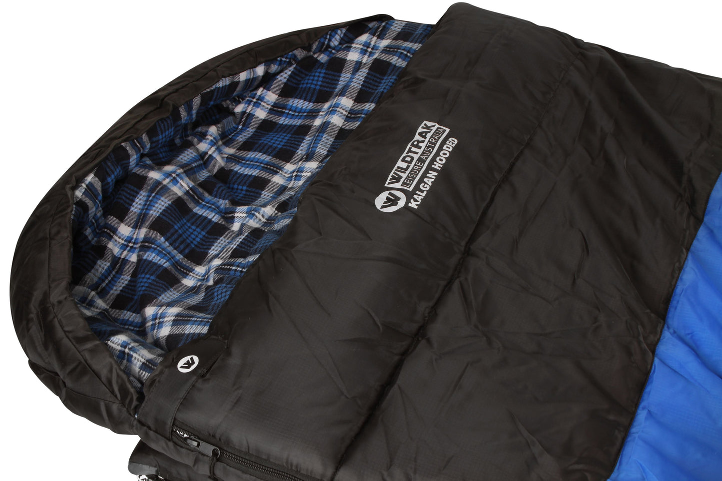 Wildtrak™ Kalgan Hooded Sleeping Bag, -2 to -7°C, Breathable Flannel Lining, Polyester Ripstop Outer, Auto Lock Zips, Sewn-in Storage Pocket, Hanging Loop, Storage Bag, 80x220cm