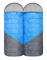 Wildtrak™ Gascoyne Twin Hooded Sleeping Bag, 5-10°C, Single or Double, Breathable Lining, Polyester Ripstop Outer, Auto Lock Zips, Sewn-in Storage Pocket, Hanging Loop, Storage Bag, 90x230cm