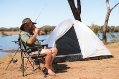 Wildtrak™ Tanami Series II 3P Dome Tent, Easy 1 Person Assemble, Heavy Duty Floor, Shock Corded Fibreglass & Steel Poles, Ultrafine Mesh, J Hook Connections, Airlite Vents, Silver Coated Waterproof Fly, Carry Bag with Handles