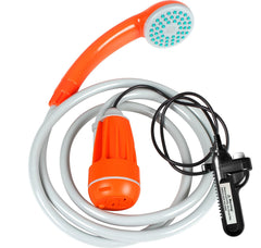 12Volt Rechargeable Camp Shower, Submersible Pump, Adjustable Water Pressure, 2m Hose, 5m Cable, 12V Car Cigarette Socket, S Hook