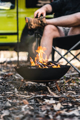 Ignite 40cm Round Steel Firepit/Planter Bowl with Feet - Rusty Steel Effect, Ideal for Camping & Outdoor Areas