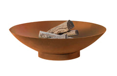 Ignite 45cm Round Steel Firepit/Planter Bowl with Base - Rusty Steel Effect, Ideal for Camping and Outdoor Areas