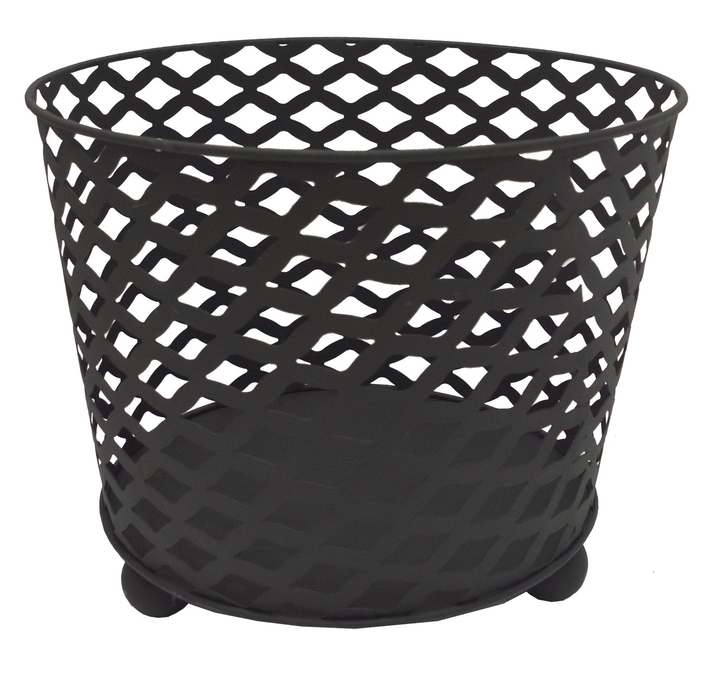 Ignite 38cm Black Steel Firepit, Wood Basket, Planter Pot - Solid Mesh Construction