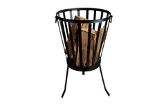 Ignite 58cm Steel Portable Firepit/Planter/Wood Storage Basket with Legs - Black