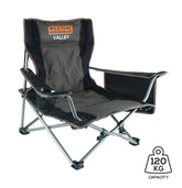 Wildtrak™ Valley Event Chair with Large Storage Pocket, Drink Holder, Cushioned Back, Adjustable Arm, High-Tensile Steel Frame, Weight Rated 120kg, Headrest Storage Pocket, Carry Bag with Shoulder Strap