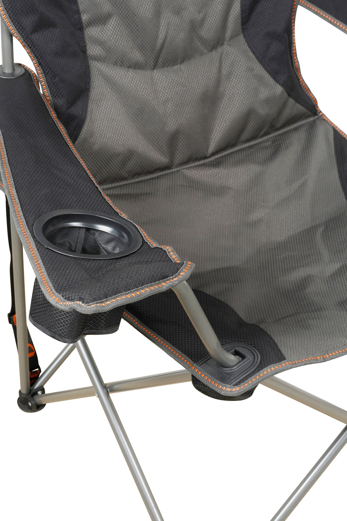 Wildtrak™ Varley Camp Chair with High-tensile Steel Frame, Cushioned Back Rest, Drink Holder, Weight Rated 136kg, Headrest Storage Pocket , Carry Bag with Shoulder Strap