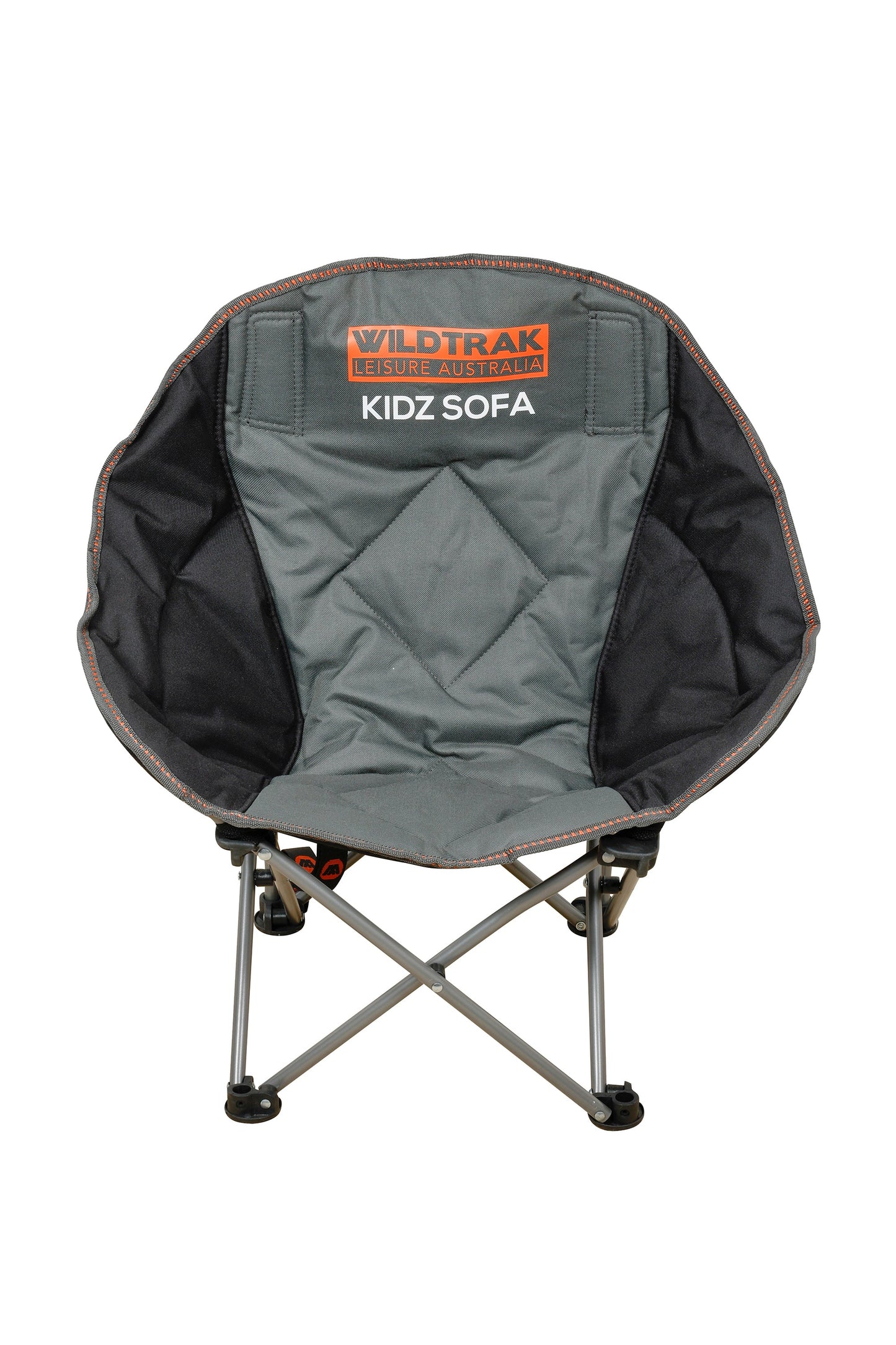 WILDTRAK™ KIDS Youth Extra Wide Sofa Camp Chair, Foldable, Cushioned, Easy Clean Fabric, Shoulder Strap, Weight Rated 102kg, Zippered Pocket for Bag Storage, Carry Bag with Shoulder Strap