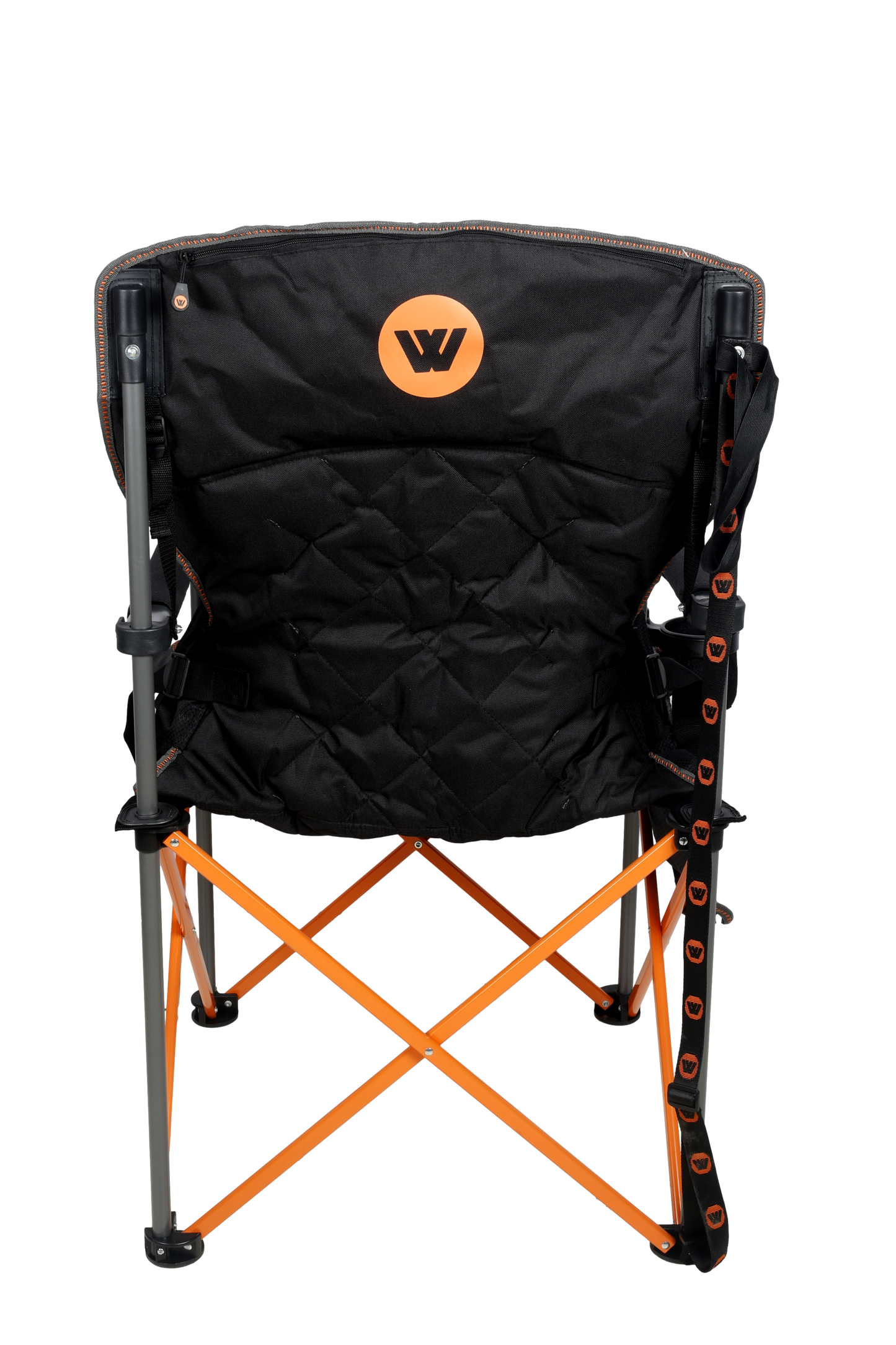 WILDTRAK™ Deluxe Nannup Foldable Camp Chair, Cushioned Seat & Back Rest, Wine Glass Holder, Media Storage Pocket, Adjustable Lumbar Support, Zippered Storage Pocket for Carry Bag with Shoulder Strap, Weight Rated 200kg Camping and Events