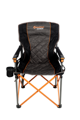 WILDTRAK™ Deluxe Nannup Foldable Camp Chair, Cushioned Seat & Back Rest, Wine Glass Holder, Media Storage Pocket, Adjustable Lumbar Support, Zippered Storage Pocket for Carry Bag with Shoulder Strap, Weight Rated 200kg Camping and Events