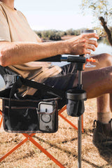 WILDTRAK™ Deluxe Nannup Foldable Camp Chair, Cushioned Seat & Back Rest, Wine Glass Holder, Media Storage Pocket, Adjustable Lumbar Support, Zippered Storage Pocket for Carry Bag with Shoulder Strap, Weight Rated 200kg Camping and Events