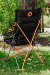 Wildtrak™ Yamba Solid Arm Chair with Lumbar Support, Wine Glass Holders, Drink Holder, for Camping and Events (Folding Chair + Carry Bag)