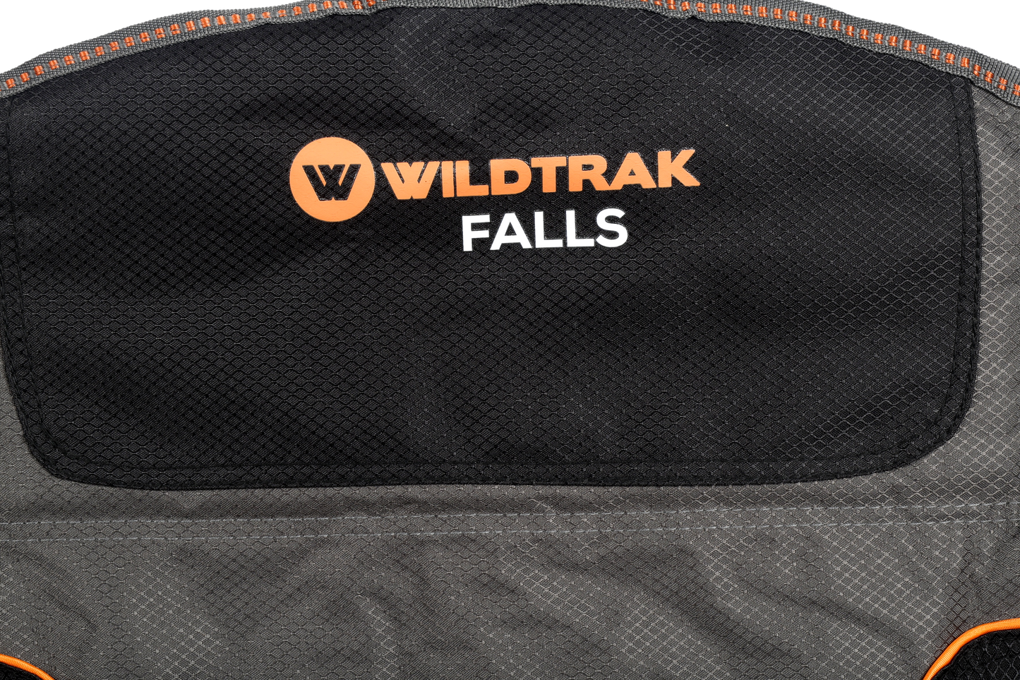 WILDTRAK™ Falls Event Foldable Camp Chair, Slight Recline, Cushioned Seat & Back Rest, High Back, Drink Holder, Media Storage Pocket, Padded Arms, Low Rise, Weight Rated 135kg, Carry Bag with Shoulder Strap