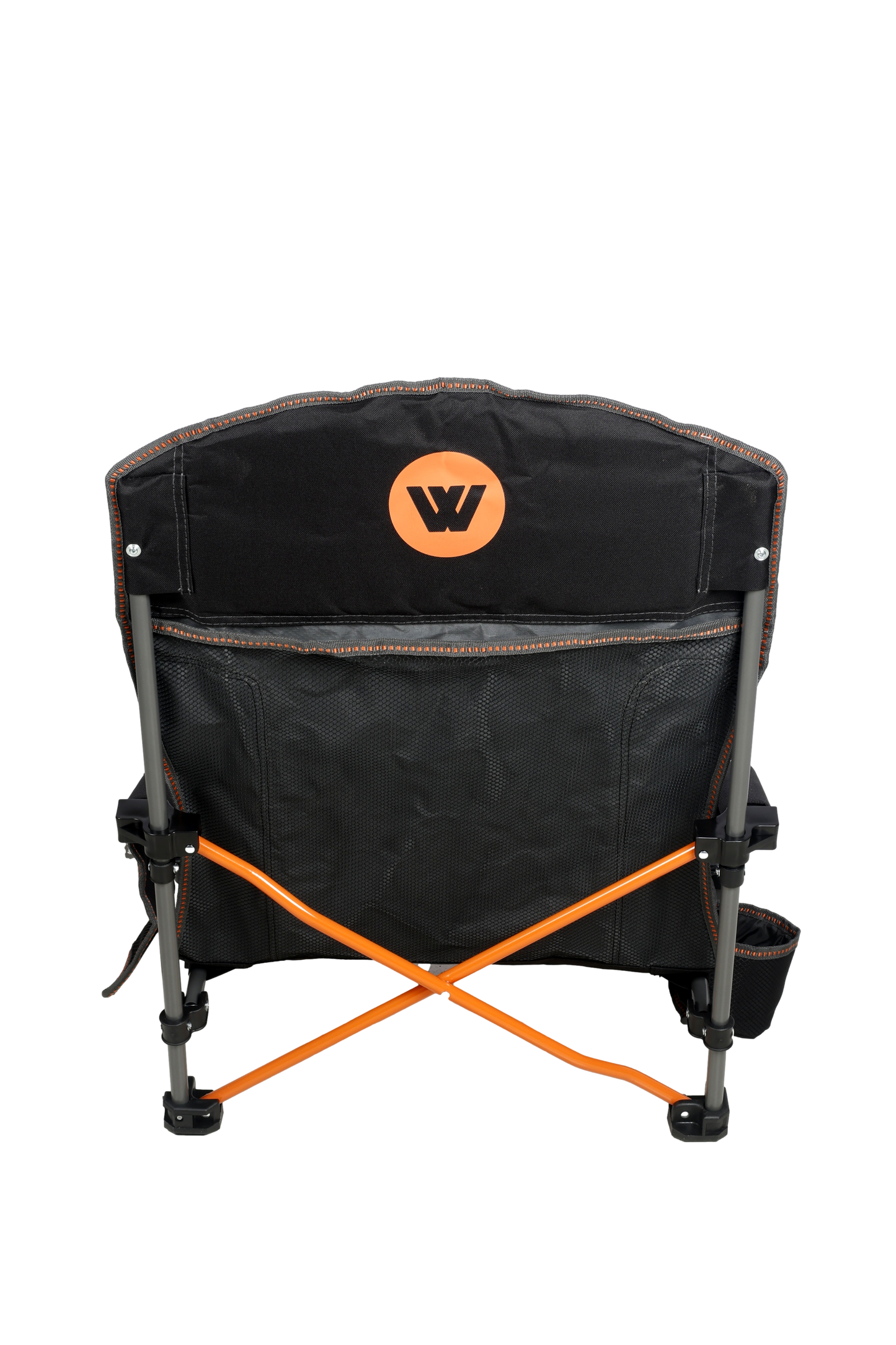 WILDTRAK™ Falls Event Foldable Camp Chair, Slight Recline, Cushioned Seat & Back Rest, High Back, Drink Holder, Media Storage Pocket, Padded Arms, Low Rise, Weight Rated 135kg, Carry Bag with Shoulder Strap