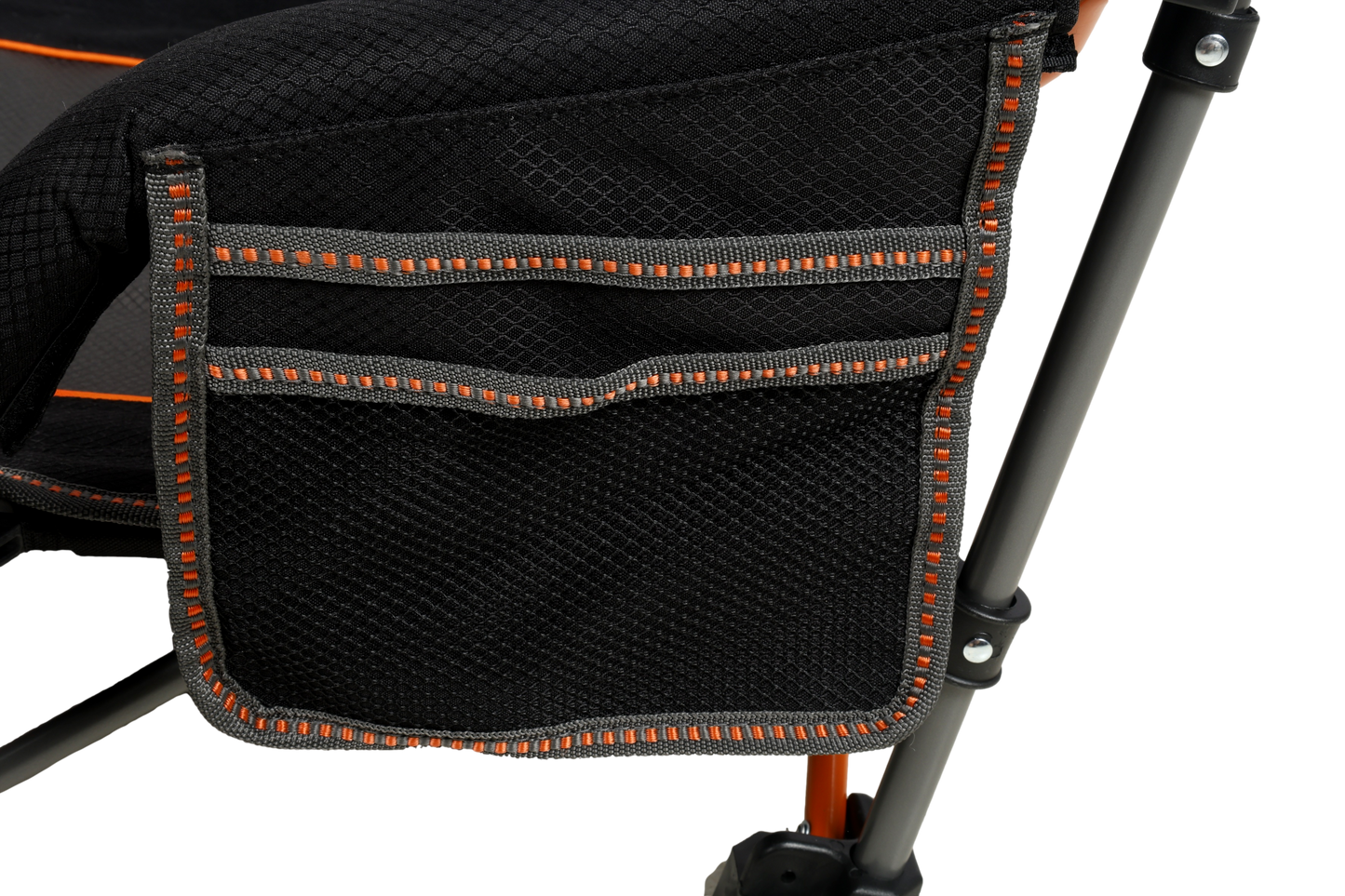 WILDTRAK™ Falls Event Foldable Camp Chair, Slight Recline, Cushioned Seat & Back Rest, High Back, Drink Holder, Media Storage Pocket, Padded Arms, Low Rise, Weight Rated 135kg, Carry Bag with Shoulder Strap
