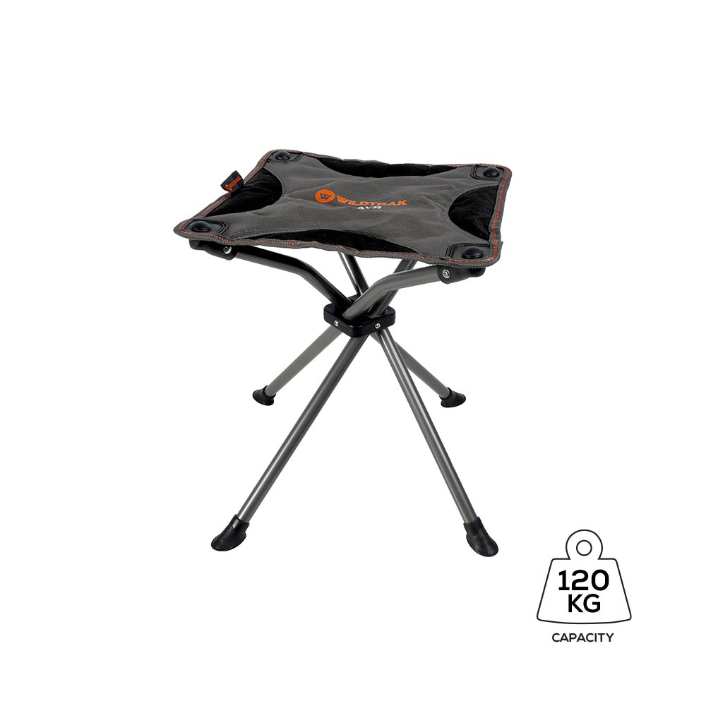 WILDTRAK™ AYR Foldable 4Leg, Compact, Lightweight, Padded Seat, Stool, Camp Chair, Weight Rated 120kg, Carry Bag with Shoulder Strap