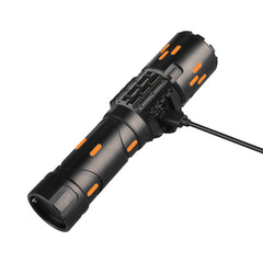 Wildtrak™ Flashlight, Rechargeable, 5 Light Modes, Built-in Powerbank with USB-C Charge Lead, Glow in the Dark, Water & Dust Resistant includes Carry Bag
