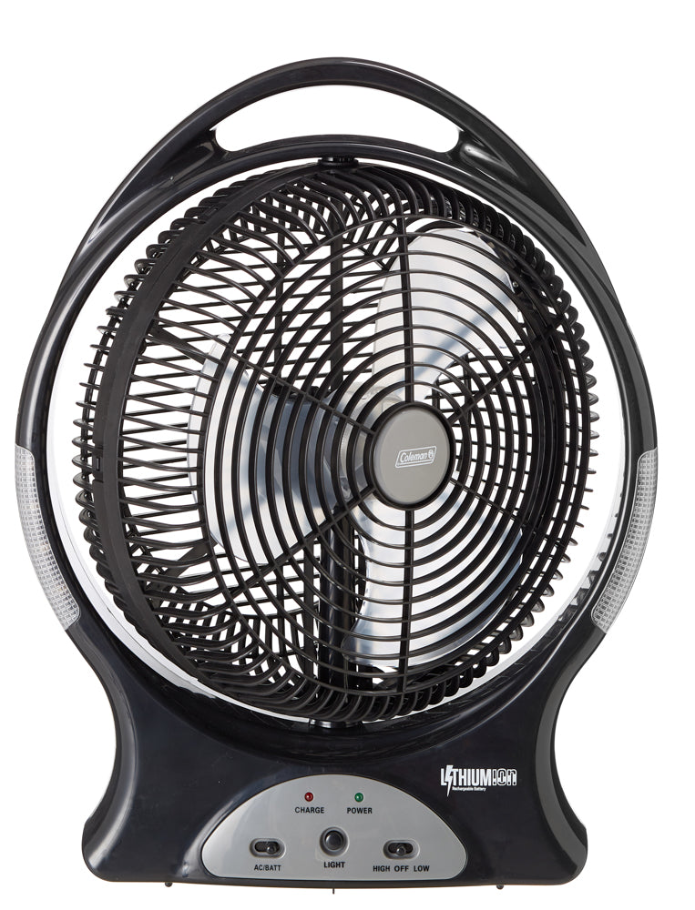 Coleman™ 240V/12V Rechargeable Lithium Ion Fan with LED Lights 12 Inch/30cm