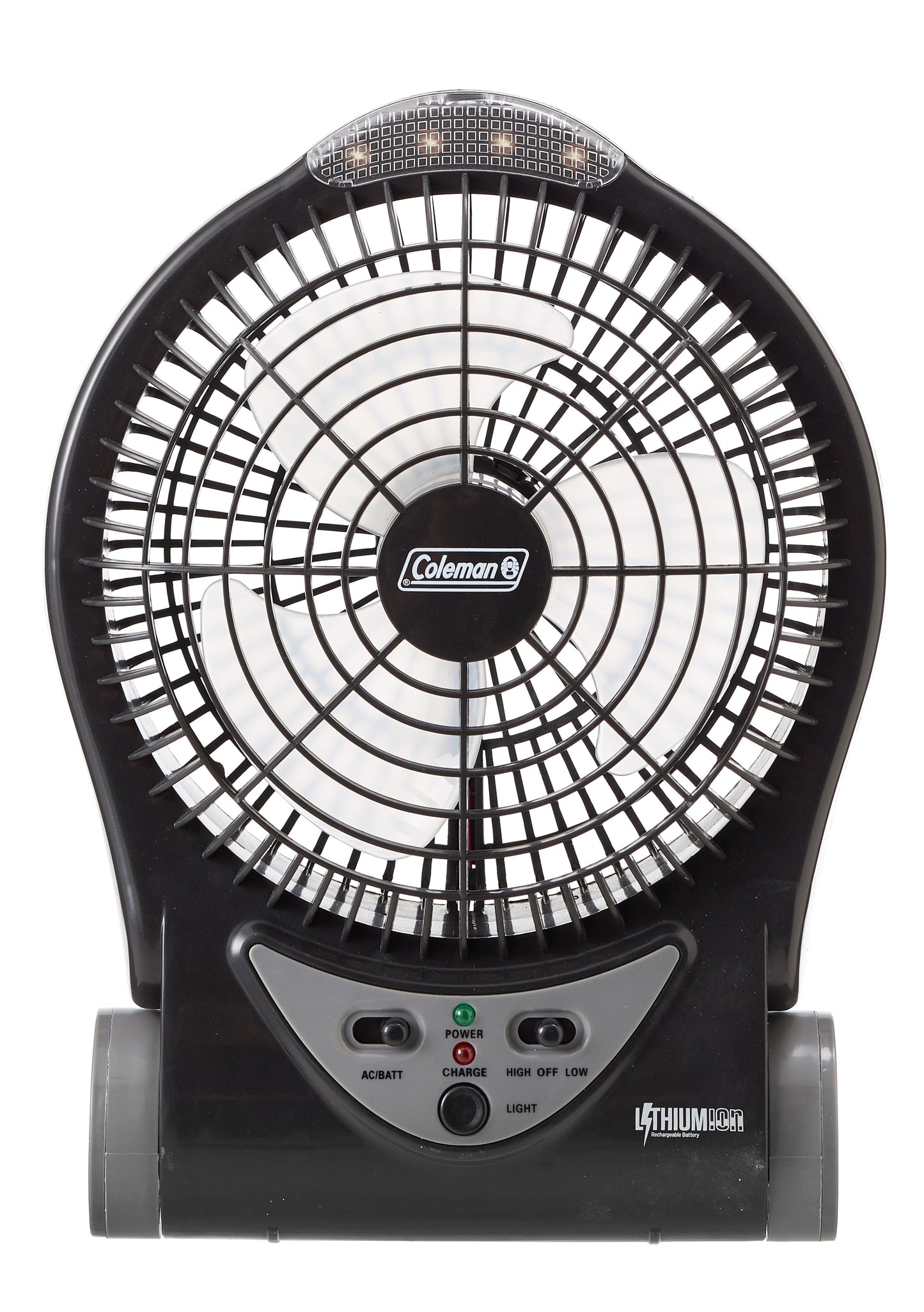 Coleman™ 240V/12V Rechargeable Lithium Ion Fan with LED Lights 6 Inch/15cm