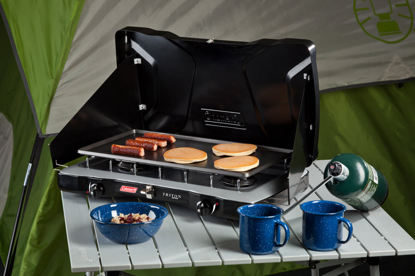 Coleman Triton™ 2 Burner Stove, PerfectHeat Technology, 22000 BTUs, Wind Guards, Durable, Rust Resistant