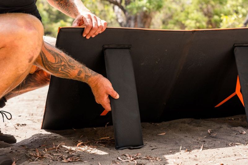 Wildtrak™ 160W Folding Solar Blanket (A-Grade with ETFE Coating, Built in Stand, IP65 Waterproof & Carry Bag) for Off-Grid Living, Camping, 4WD & Caravan Adventures