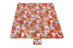 Good Vibes™ 2x2m Premium Picnic Mat Blanket, Waterproof Base, Carry Strap, Storage Pocket, 4 Ground Pegs - Retro Summer