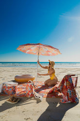 Good Vibes™ 1.6m Beach Umbrella with Carry Bag, Shoulder Strap - Retro Summer