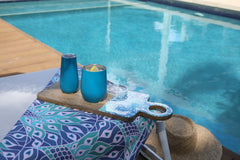 Good Vibes™ Mango Wood & Enamel Serving Board 46cm - Peacock Paradise