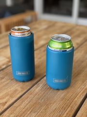 Good Vibes™ Insulated Double Wall Stainless Steel Skinny Bottle Can Cooler - Peacock Blue