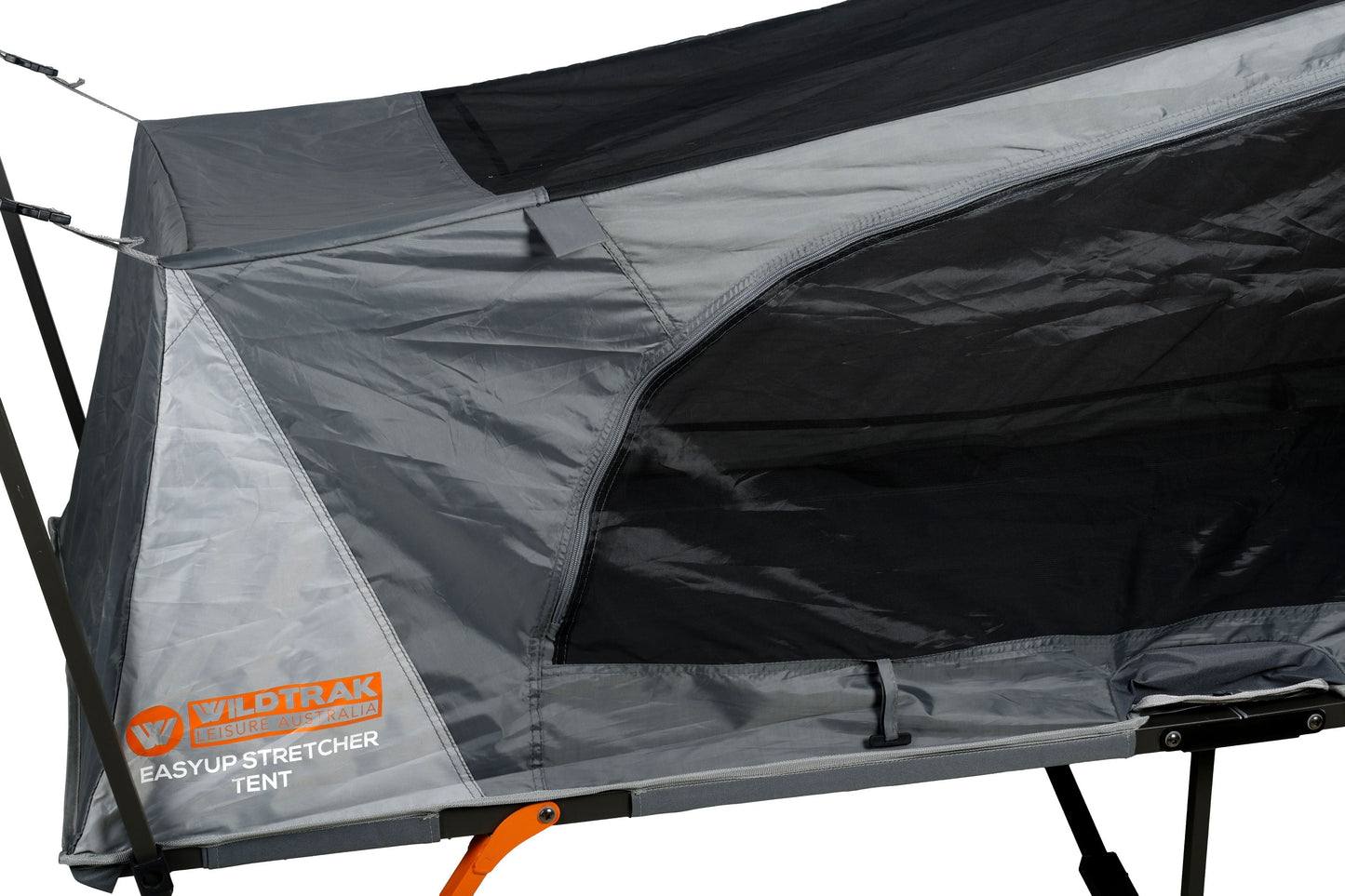 Wildtrak™ Easy Up Single Stretcher Tent, Powder Coated Steel Frame, Ultra-fine Mesh, Internal pockets, Ripstop Waterproof Fly, Heavy Duty Carry Bag with Handles (200x80x145cm)