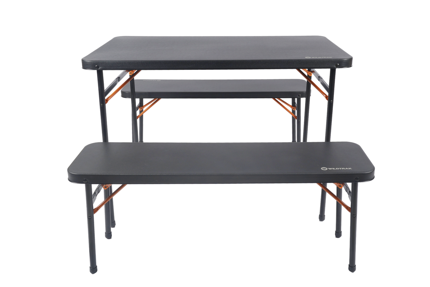 Wildtrak™ 3pc Picnic Table & Bench Set, Vacuum Moulded, Auto Lock, Folds Flat for Storage, Carry Handle, Great for Families, Camping Outdoors