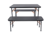 Wildtrak™ 3pc Picnic Table & Bench Set, Vacuum Moulded, Auto Lock, Folds Flat for Storage, Carry Handle, Great for Families, Camping Outdoors