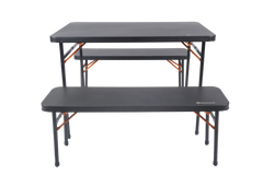 Wildtrak™ 3pc Picnic Table & Bench Set, Vacuum Moulded, Auto Lock, Folds Flat for Storage, Carry Handle, Great for Families, Camping Outdoors