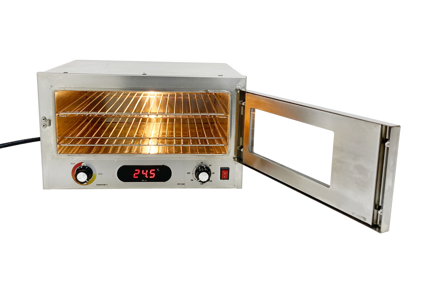 Thorny Devil™ 12V Digital Camping 4WD Travel Oven with Digital Thermometer, Timer, Internal Light, Removable Shelves, Mounting Brackets (Stainless Steel Casing & Fibreglass Insulation)