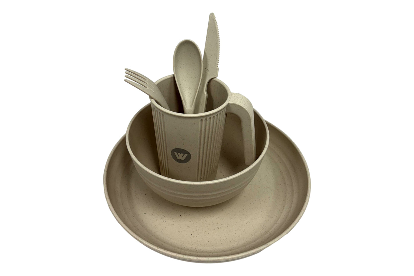 Wildtrak™ Eco Friendly Wheat Straw 6pc 1 Person Dinner Set - Beige or Blue