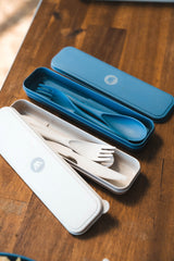 Wildtrak™ Eco Friendly Wheat Straw Cutlery Set in Case - Beige or Blue