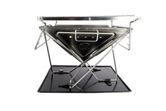 Wildtrak™ Frontier 45cm Heavy Duty 304 Grade Stainless Steel Folding BBQ Firepit with Adjustable Grill includes Canvas Storage Carry Bag with Handles