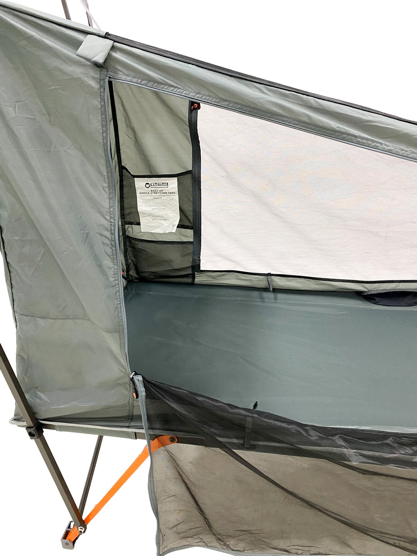 Wildtrak™ Easy Up Single Stretcher Tent, Powder Coated Steel Frame, Ultra-fine Mesh, Internal pockets, Ripstop Waterproof Fly, Heavy Duty Carry Bag with Handles (200x80x145cm)