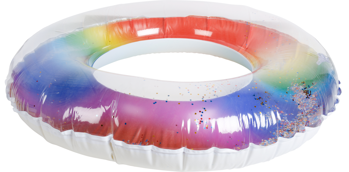 AirTime™ Large Inflatable Swim Ring Rainbow Glitter 78cm