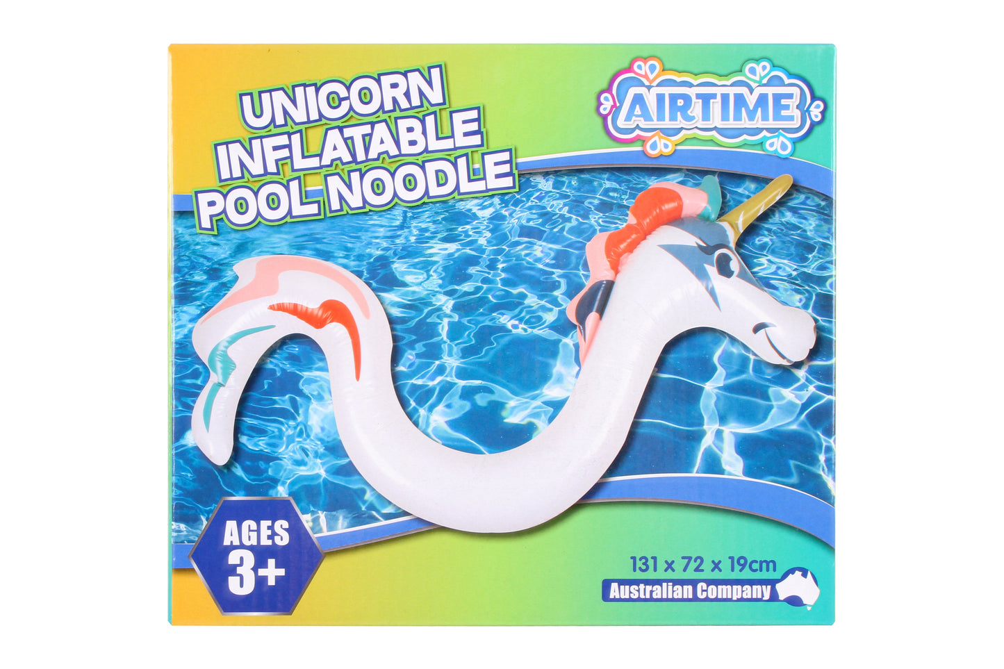 AirTime™ Inflatable Unicorn Pool Noodle 131x72x19cm - Ages 3+