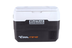 Wildtrak™ Coolite 40L Portable Fridge/Freezer, Simple Control Buttons, LED Lights, Fast Freezing, USB Charging, Quality Compressor, Low Noise, 4 Cup Blow Mould Top, 12/240V Power Leads,  Built-in Tie Down Points, Heavy Duty Transit Bag