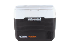 Wildtrak™ Coolite 50L Portable Fridge/Freezer, Simple Control Buttons, LED Lights, Fast Freezing, USB Charging, Quality Compressor, Low Noise, 4 Cup Blow Mould Top, 12/240V Power Leads,  Built-in Tie Down Points, Heavy Duty Transit Bag