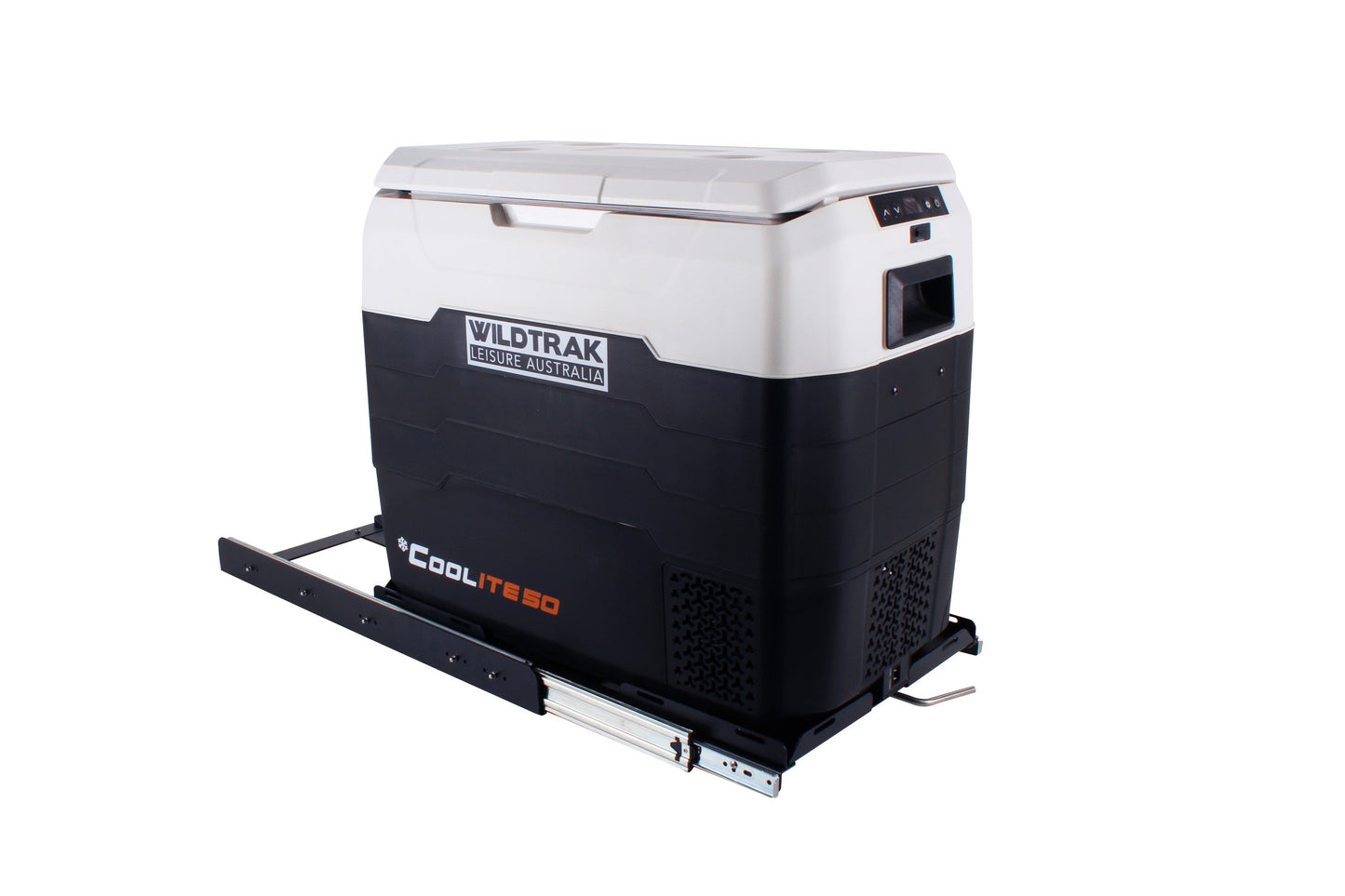 Wildtrak™ Car Fridge/Freezer Slide, Powder Coated, High Strength Bearing Drawer extends 100% from Base, 2 Straps included, Max Weight 125kg