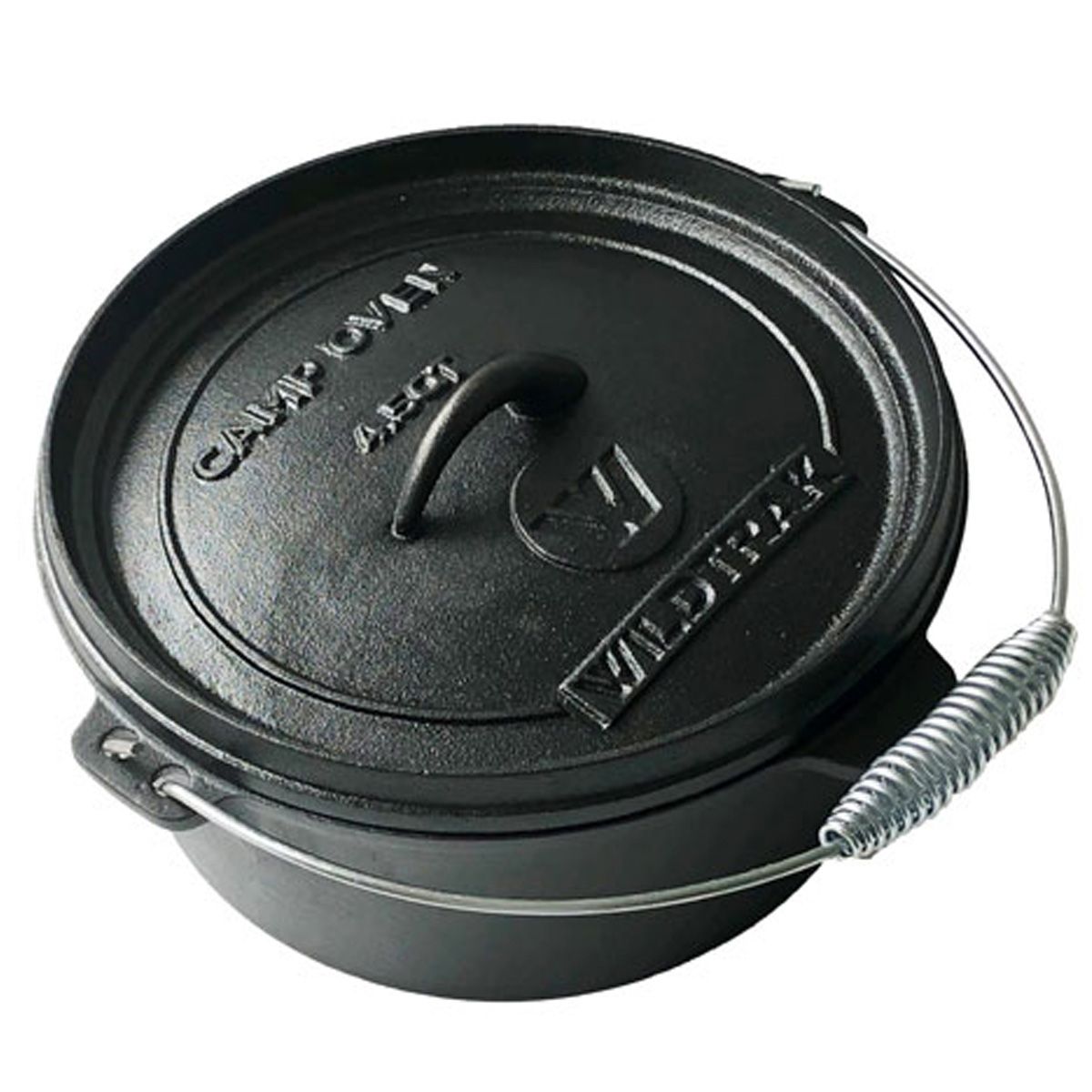 Wildtrak™ 4.5 Quart Heavy Duty Pre-Seasoned Round Cast Iron Camp Oven with Lip and Handle